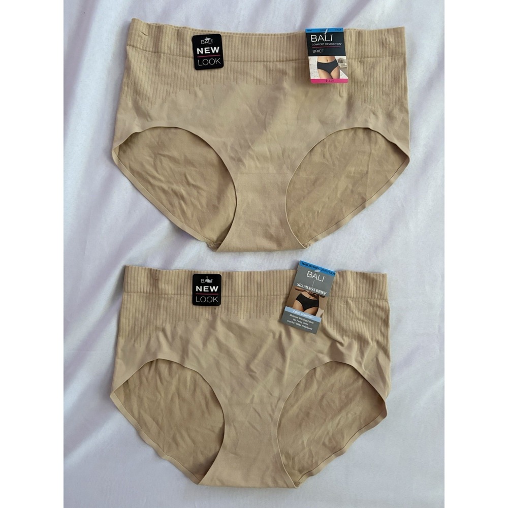 NEW Bali Comfort Revolution Modern Seamless Brief Tan Panty 2 Pair 2XL DFMSBF